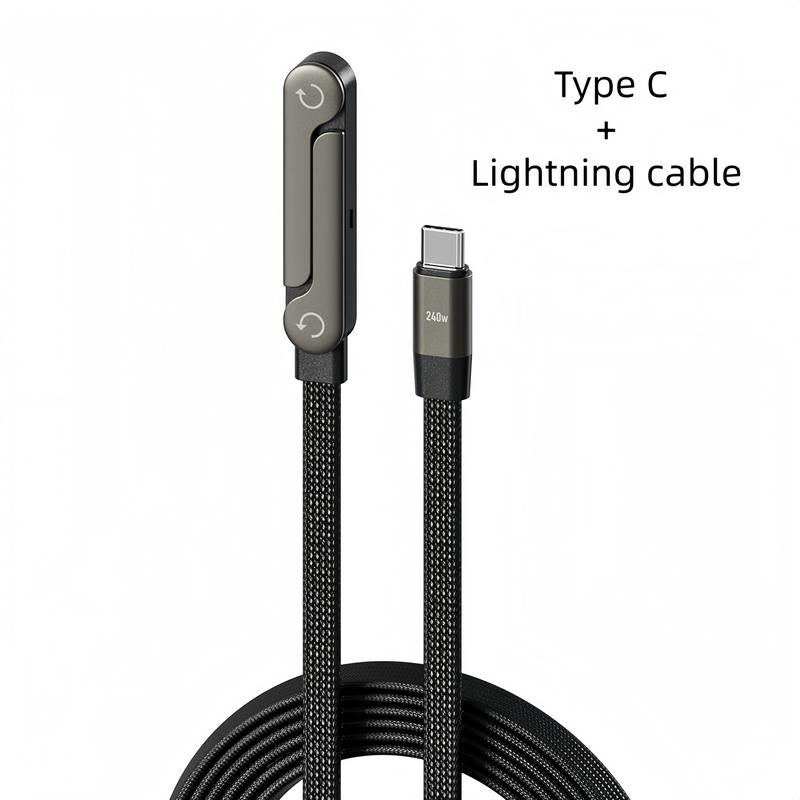 2-In-1 Fast Charging Cable and Phone Stand Invisible Charging Cable and Stand for the Charger, 240-Watt Ultra-Fast Charging,Suitable for Gaming, Office Use, and Car Travel, Compatible with Iphone and Samsung Type-C Charging Cables, Double Type-C