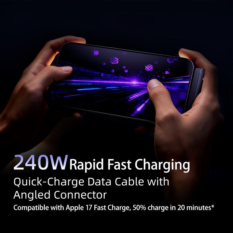 2-In-1 Fast Charging Cable and Phone Stand Invisible Charging Cable and Stand for the Charger, 240-Watt Ultra-Fast Charging,Suitable for Gaming, Office Use, and Car Travel, Compatible with Iphone and Samsung Type-C Charging Cables, Double Type-C